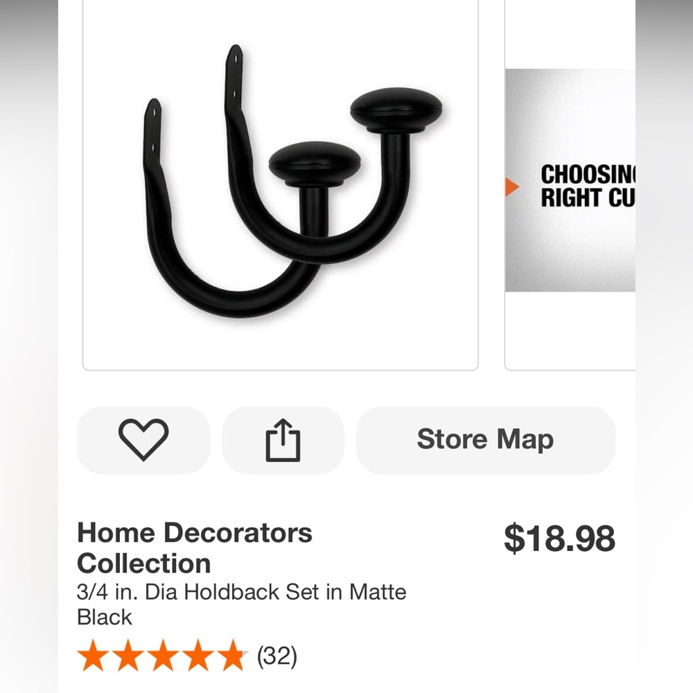 New Home Decorators Collection Matte Black Holdback Set